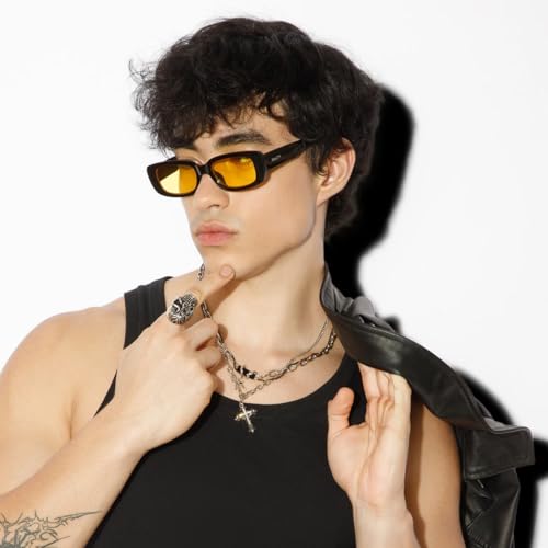 Image of Salty Alpha Lightweight Square Sunglasses For Men stylish | Carry Pouch Included | UV Protection Fashion Goggles for Women Durable | Gift for Man & Woman