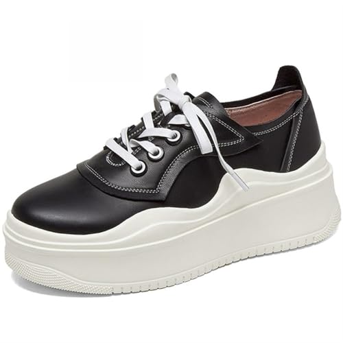 Loafers for Women Women’s Genuine Leather Flat Platform Shoes Round Toe Lace Up Comfort for Daily Work and Office Wear