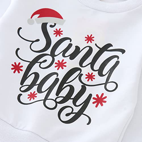 Conjunto de saia para bebês meninas de Natal manga longa com estampa de Papai Noel camiseta tops boc