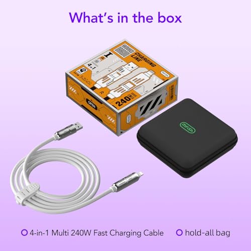 6.6' MFish 240W 4-in-1 Fast Charging Cable (White) - image 8