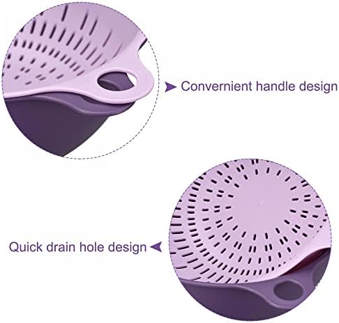 sourcing map Kitchen Strainer Colander Bowl Set, Small Double Layer Drain Basin and Basket Suitable for Fruits, Vegetables, Pasta, Berry - Purple