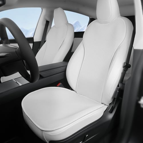 TOPABYTE Front Seat Cover for Tesla Model Y Juniper (Launch) Seat Cushion - Protects Your Teslas Seats - Car Seat Bottom Protector for Tesla Model 3/Y/X/S 2017-2026 Accessories White