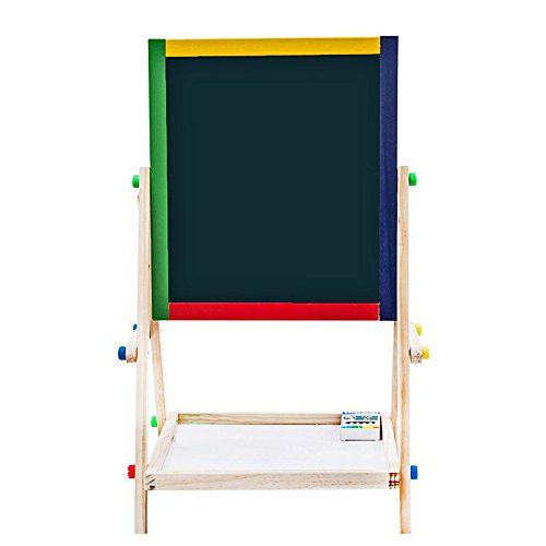 ez life easel board - black & white magnetic board, magnetic alphabets & numbers, chalks, duster set - wood-Multi color
