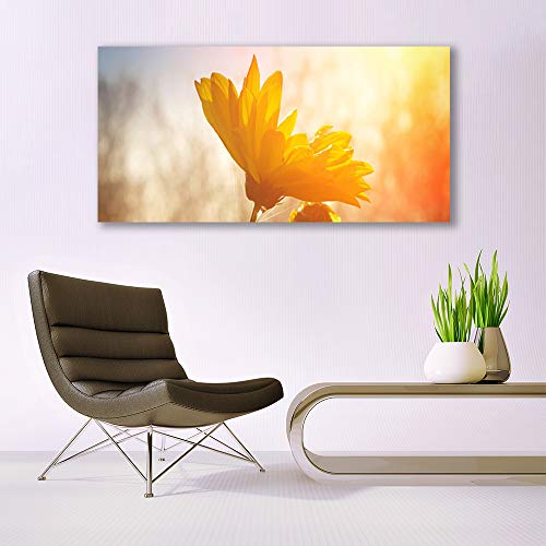 Tableau Tournesol Floral 140x70cm : impression sur verre acrylique moderne