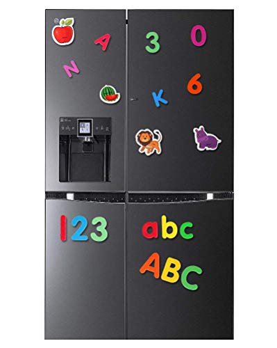 Magnet Buchstaben und Zahlen, 108 Stück Magnetbuchstaben für Kinder, Magnetische Alphabet und Zahlen für Magnettafel und Kühlschrank, für ABC Lernspiele, Buchstabieren Lernen, Lesen und Phonetik üben