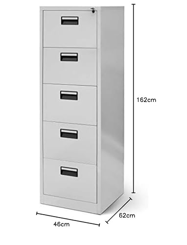 Jan Nowak Armario Archivador V005 Oficina Armario Metalico 5 Cajones Pintura en Polvo 162 cm x 46 cm x 62 cm - imagen 2