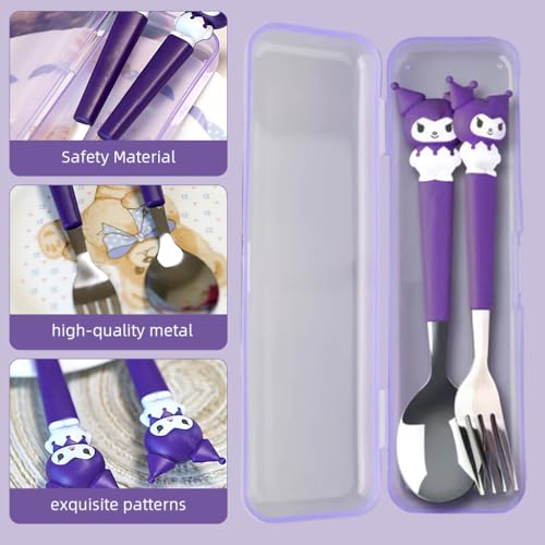 Image of Supvox Cute Cutlery Set for Kids with Storage Case, Easy to Clean(7.87 inch,2Pcs)