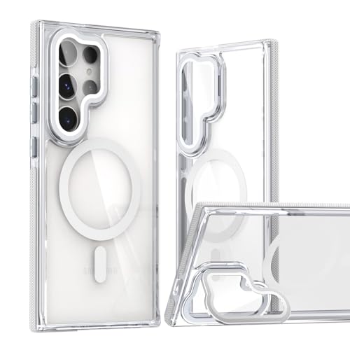 Coque Samsung S26 Plus magnétique transparente HD avec protection objectif intégrée et béquille
