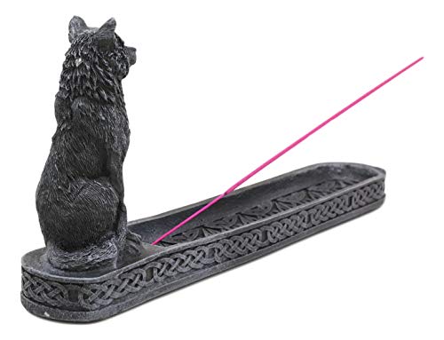Ebros Moonlight Remus Stoic Sitting Alpha Wolf Incense Burner Holder Figurine With Celtic Knotwork Details As Home Fragrance Decor Figurine Accessory Timberwolves Totem Spirit Accent #TOP4