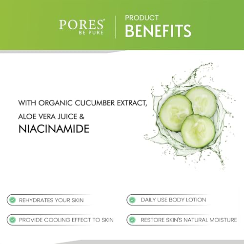 Image of PORES BE PURE Deep Nourish Body Lotion with Cucumber & Aloe Vera | Hydrating & Refreshing Daily Moisturizer for Soft, Smooth & Glowing Skin | Suitable for All Skin Types - 250ml