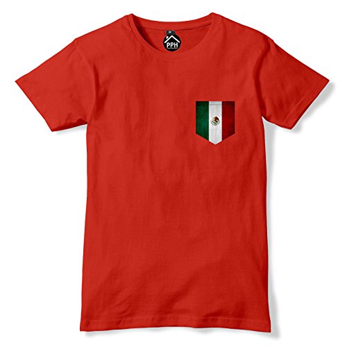 FunkyShirt Vintage Print Pocket Mexico T Shirt Men Women Children Kids Country Flag Red