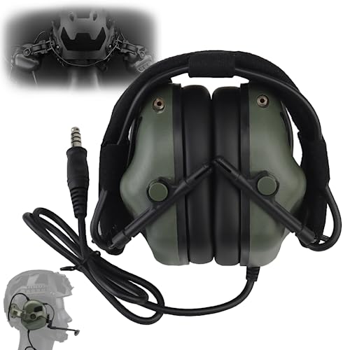 SIANKO Tactical Noise Reduction Sound Pickup Headset,Shooting Hunting Hearing Protection Head-Mounted Wired Earphone,With Microphone Helmet Rails