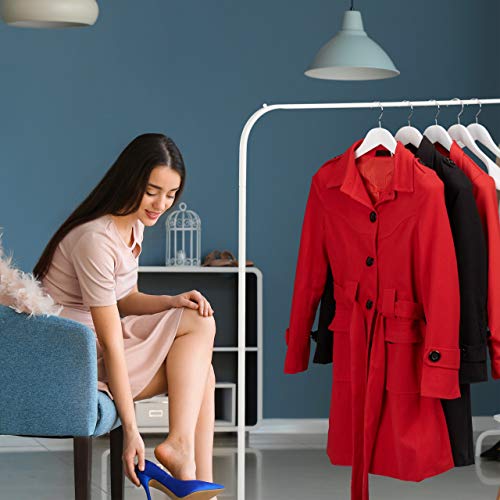 Relaxdays Anzug Kleiderbügel, 10er Set, breite Schulter, 360° drehbarer Haken, Kostüm, Jacken, Holzkleiderbügel, weiß