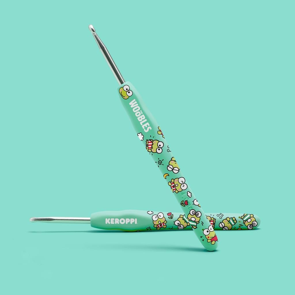 The Woobles Hello Kitty Crochet Kit - Beginners Wooble Crochet Animal Kit Crafts with Easy Peasy Yarn as seen on Shark Tank - with Step-by-Step Video Tutorials (Keroppi)