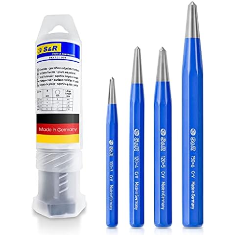 S&R Centre Punch Set – 4 Sizes, Durable Steel Cover