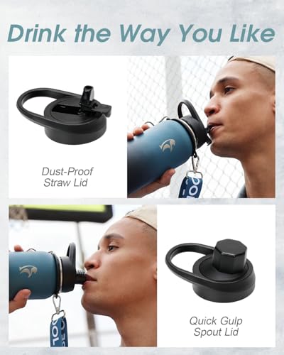 Image of Coolflask 32 oz Water Bottle Insulated Stainless Steel with Strap