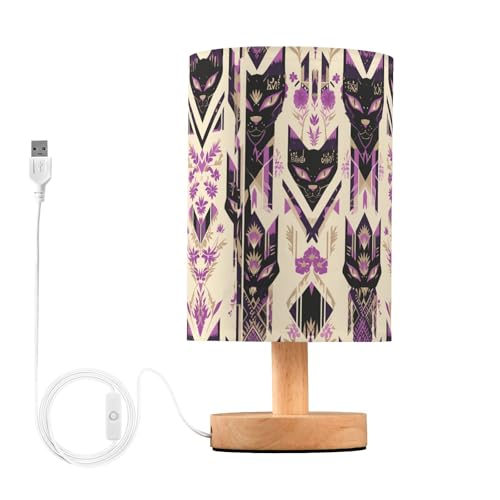 Lámpara de Mesa Tribal con Gatos Negros Multicolor miniatura 1