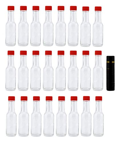 Cornucopia 3-Ounce Mini Hot Sauce Bottles (24-Pack); Little Sauce Bottles w/Red Caps, Dripper Inserts, and Black Shrink Bands