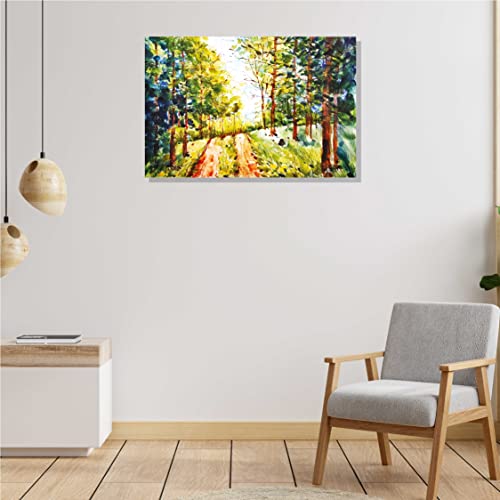 Image of RANGOLI 100% Cotton Stretched Canvas Painting 400 GSM, Framed Modern Art Forest Landscape Canvas Abstract Wall Art for Living Room, 3D Paintings for Wall Decor (18 x 30 Inch With Frame)