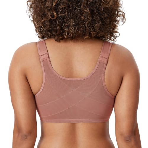 Image of DELIMIRA Women's Front Closure Posture Plunge Bras | Full Coverage, Plus Size, Underwire, No Padding Unlined, Back Support, Seamless, B-H Cups