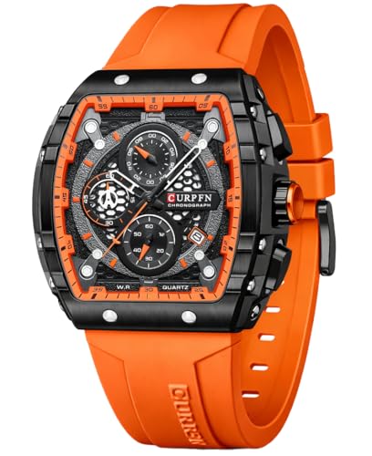Image of PASOY Luxury Chronograph Watches for Mens Rubber Strap Black Waterproof Date Analog Quartz Watch