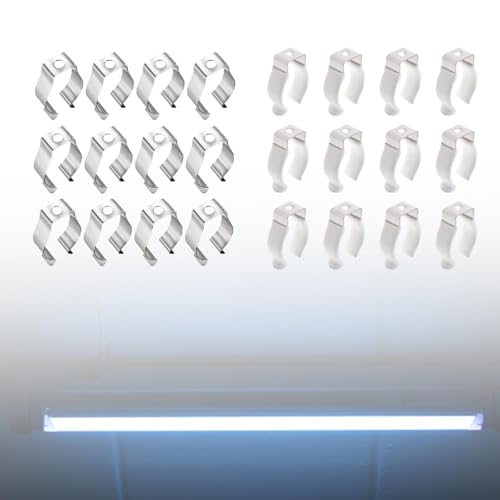 Image of 12Pcs T8 Clips Holder Bracket Pipe Clamps Prevent Sagging for LED Light Tube Steel-Home & Garden - Lamps, Lighting & Ceiling Fans - Lighting Parts & Accessories