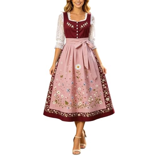 Vestido tradicional mediano de Oktoberfest para lucir un auténtico disfraz en fiestas alemanas