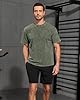 AIYINO Men's Tee Oversized Workout Cotton Shirts for Men Basic Solid Summer T-Shirt Vintage-Style Fashion Sense Classic Acid Washed Clothes Outfits Short-Sleeve Gym Tshirt Top Army Green 3XL #5