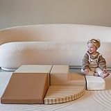 HENVAE Baby Softplay Spielset 5-teilig – Schaumstoff Spielblöcke – Motorik Spielzeug ab 6 Monaten – Montessori – Kletterblöcke mit Rutsche