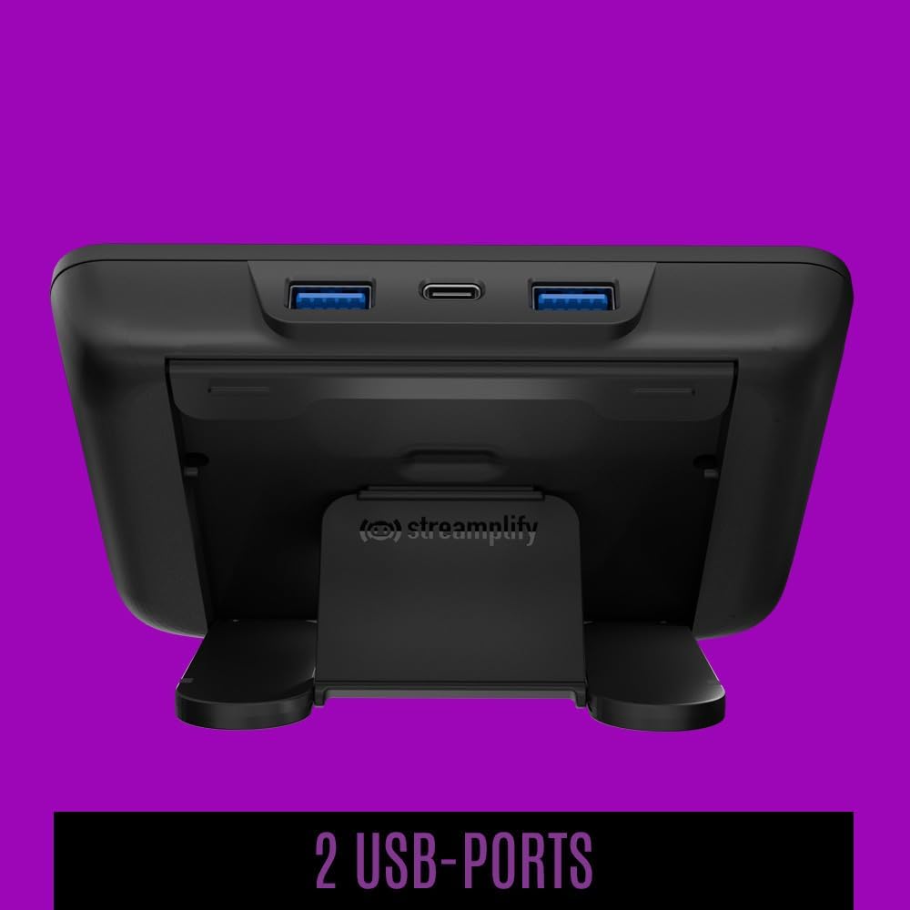 Streaming Deck ONE, 15 anpassbare LCD-Tasten, integrierter USB-Hub, klappbarer Ständer mit 3 Winkelstufen, rutschfeste Füße, kompatibel mit Windows und Mac OS