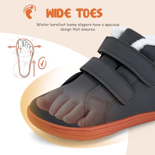 WateLves Toddler Little Kids Wide Barefoot Shoes Boys Girls Winter High Top Minimalist Sneakers Faux Fur Ankle Boots Leather Uniform Dress Shoes Naturally Splay2