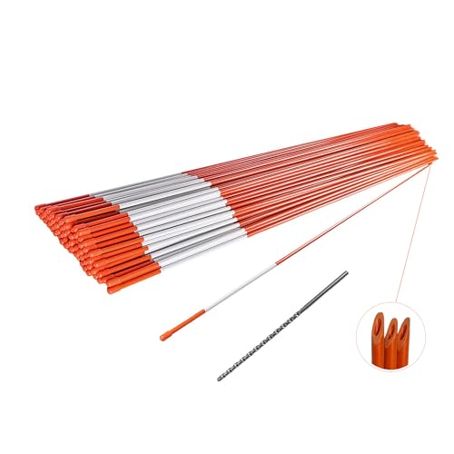 100 Pack 48 Inch Driveway Markers 5/16 Inch - with 12 Install Drill Bit Snow Stakes Snow Plow Markers Snow Poles Rods (100)