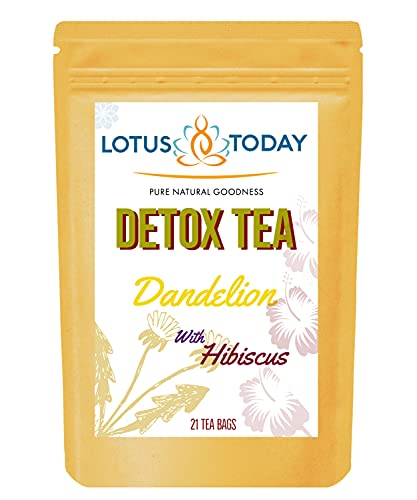 Dandelion Root Detox Tea, 21 Tea Bags Herbal Cleanse Tea with Hib...