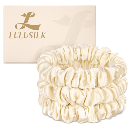 LULUSILK Small Silk Hair Ties No Damage – 3-Pack