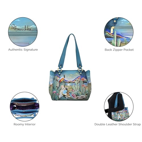 Anuschka Women's Original Leather Hand-Painted Medium Tote-Canyon Birds 5