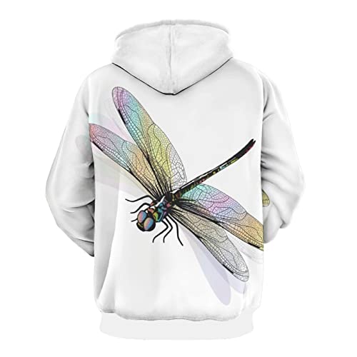 Sweatshirt imprimé 3D libellule multicolore pull doux à manches longues XL