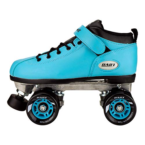Riedell Dart Roller Skates - Colorful Ultra-Durable Quad Speed Skates with Snug Fit and Versatile Matching Color Wheels - Light Blue - Size 10