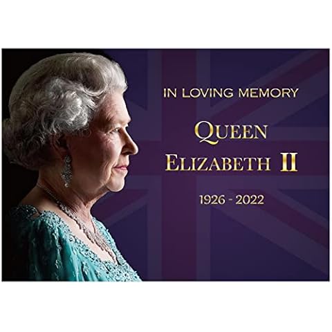 BBXWANG In Loving Memory of Her Majesty Queen Elizabeth II Poster, Large Union Jack Queen Picture Poster for Queen's Funeral National Mourning Window and Wall Decoration A2 16.5"x23.4" Cover