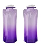 Vapur Collapsible Water Bottle With Carabiner, Compact Bottle Folds Flat For Hydration On The Go, Ideal for Traveling, Hiking or Camping, 23 Ounce, Lavender, Pack of 2