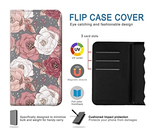Carcasa Samsung Galaxy Z Fold 6 de alta resistencia con cuero sintético y grabado de rosas 3