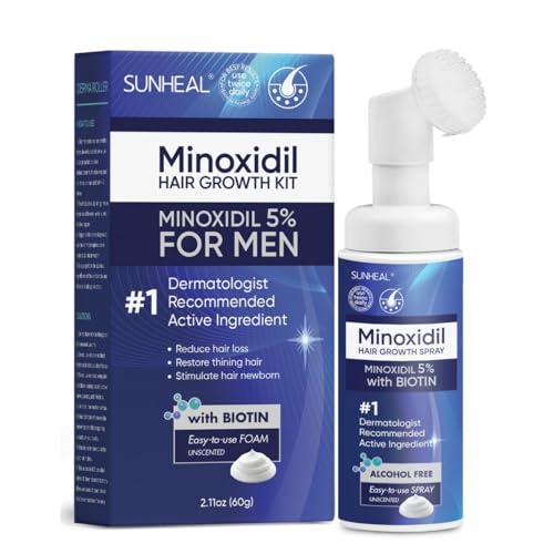 5% Minoxidil Hair Growth Kit 5% Minoxidil for Men and Women Hair Growth for Men Hair Regrowth Treatment for Men Minoxidil Foam with Biotin Hair Loss Treatments for Men 60ml 1-Month supply