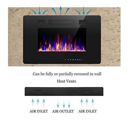 Image of R.W.FLAME 30 inch Recessed and Wall Mounted Electric Fireplace, Low Noise,Fit for 2 x 4 and 2 x 6 Stud, Remote Control with Timer,Touch Screen,Adjustable Flame Color and Speed, 750-1500W