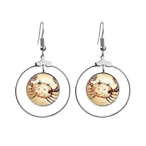 Boucles d'oreilles Cancer argent pendants fins de la constellation de juin juillet