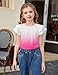 Arshiner Girls Shirt Girls Summer Short Sleeve Pleated Top Flutter Ruffle Sleeve T Shirt Crewneck Casual Fashion Blouse Top Gradient Pink 7-8 Years