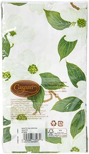 Caspari Blossom Paper Guest Towels, Pack of 15, White