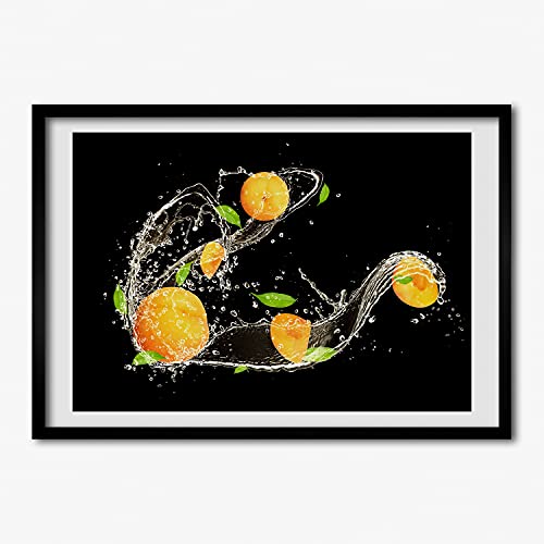Tableau cadre en bois 70x50 cm avec affiche moderne Tulup Abricots et Eau