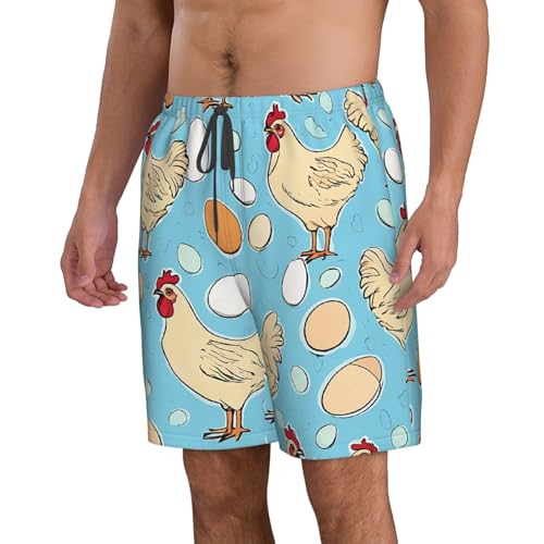 Creative Cartoon Chicken Men's Quick Dry Beach Shorts Swim Trunks with Pockets Board Shorts2