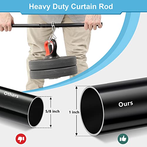 Curtain Rods For Windows 32 To 52 Inch - 1 Inch Heavy Duty Black Curtain Rods With Brackets - Adjustable Window Curtains Rod For Door, Bedroom, Drapery, Valance, Kitchen, Bathroom #TOP1