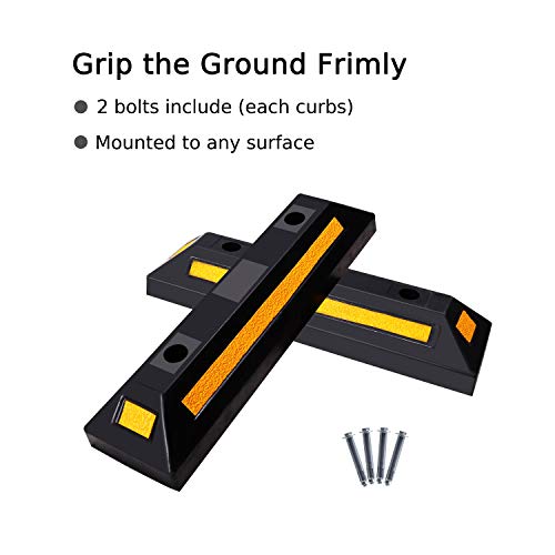 F COME Pacote com 2 blocos de estacionamento de borracha resistente – Rolhas de parada de roda com v