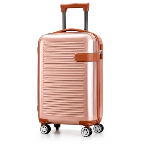 Mala de Bordo Premium ABS Antifurto Rodas 360° Giro Duplo Cadeado Integrado Bagagem de Mão Executiva Leve Resistente Compartimento Organizador Ideal para Viagens e Negócios 10kg (Rose)